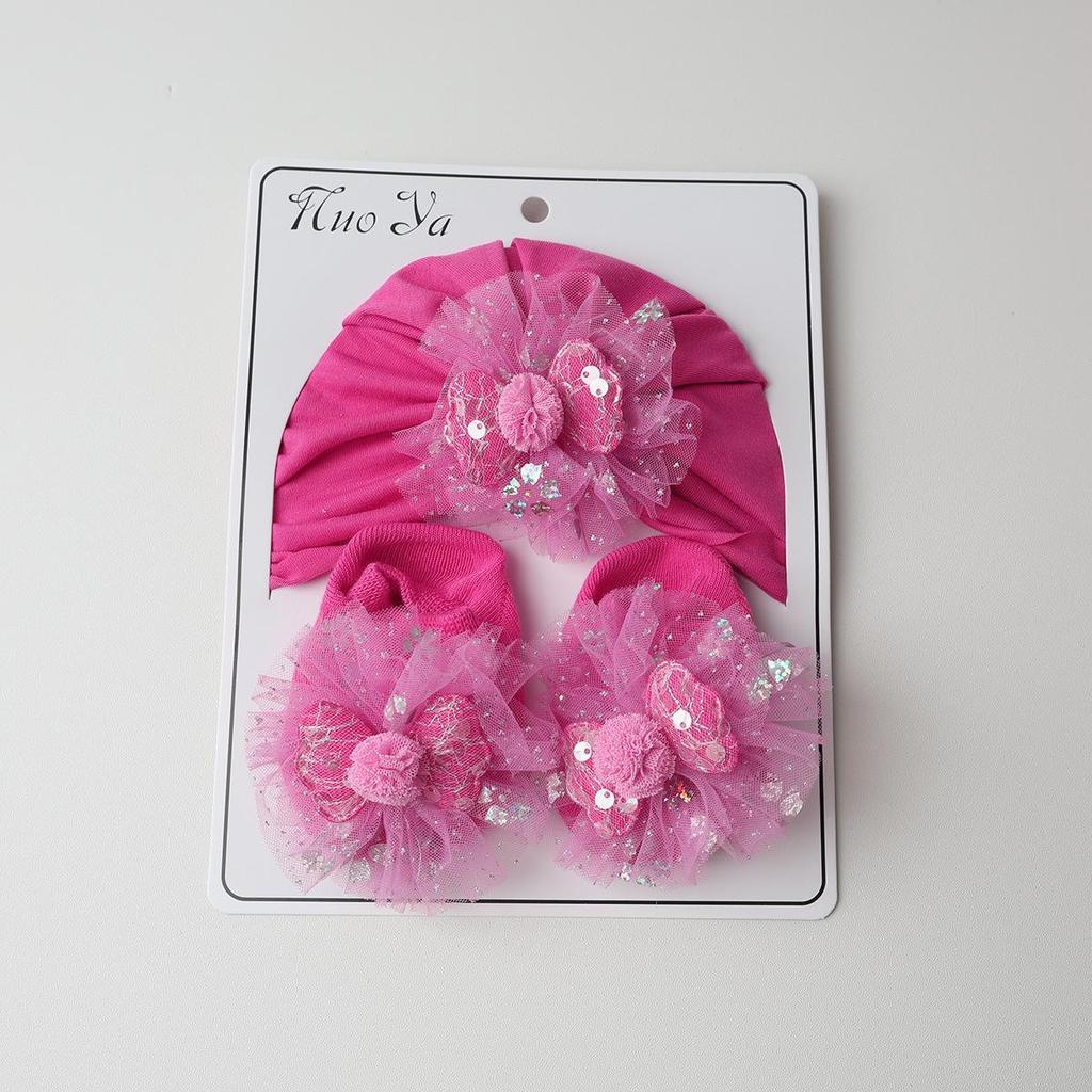 Adorable Baby Hat & Non-Slip Sock Set with Cute Princess Wings - Protects Fontanelle