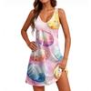 Women's Easter Pattern Sleeveless V-Neck Beach Tank Dress With Pockets