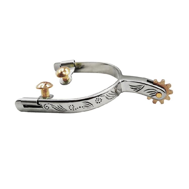 Retros Style Metal Spurs For Equestrians Use German Silver Embellished Traditional Western Horsemanship Spurs