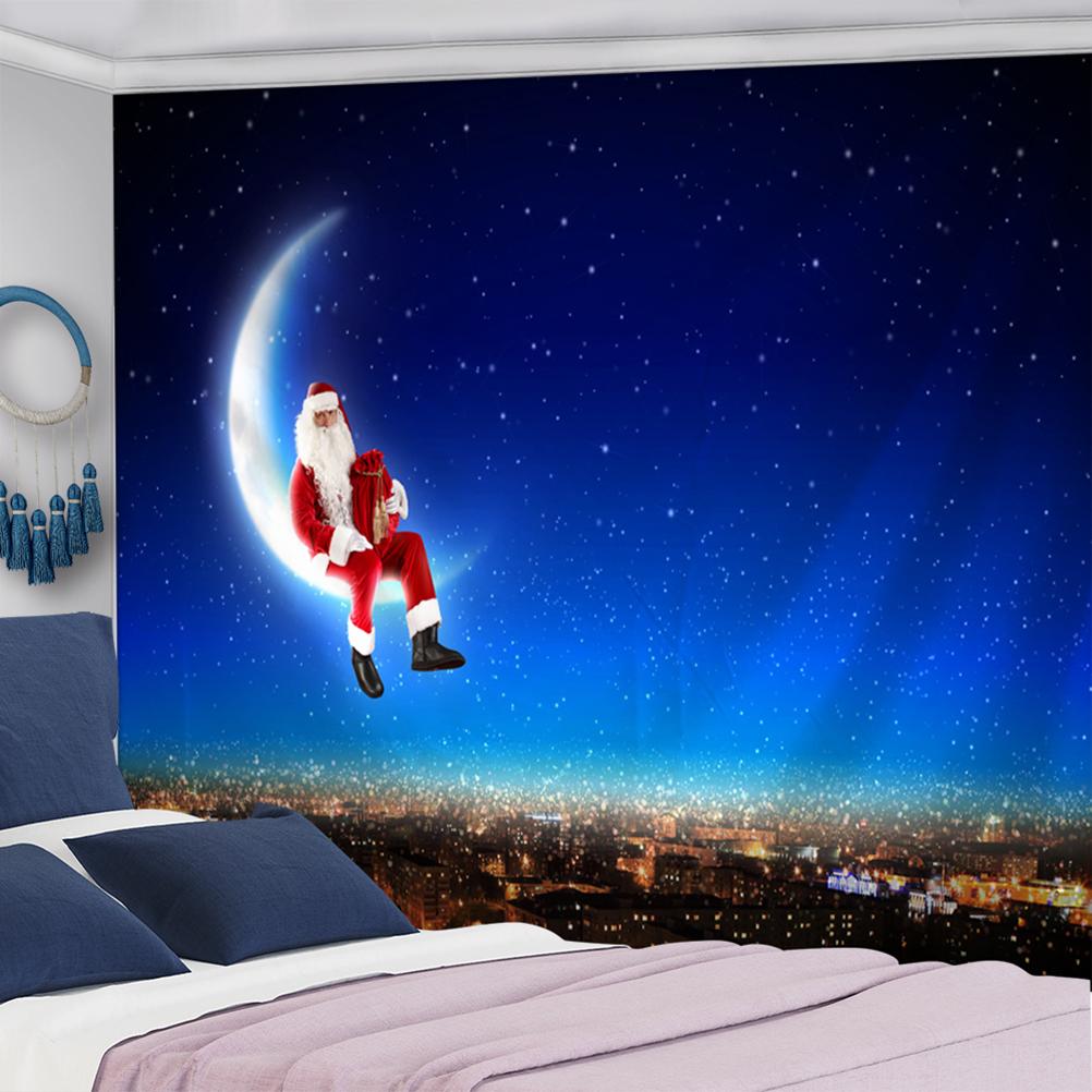 Christmas Snow Scene Tapestry Wall Hanging Art Cartoon Illustration Bohemian Style Bed Curtain Dormitory Home Decor