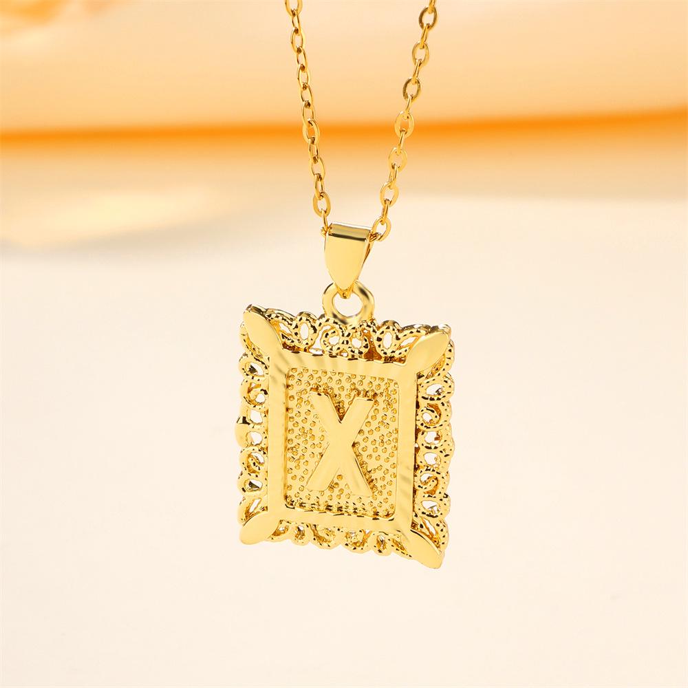 26-Letter Stainless Steel Necklace with Copper Pendant - European & American Fashion for Men