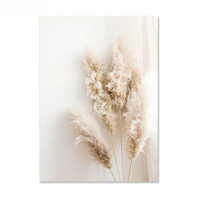 Nordic Beige Dandelion Painting Poster Reed Canvas Art Print Flower Posters Bunny Tail Grass Wall Art Picture Living Room Decor