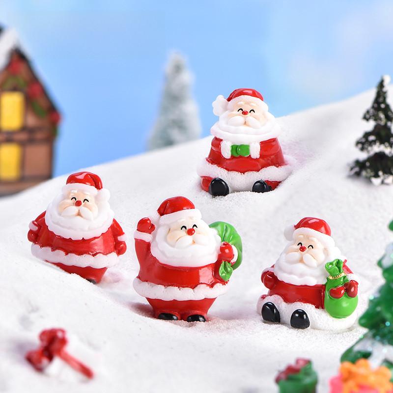 Adorable Resin Snowman And Santa Figurines For Diy Miniature Christmas Scenes