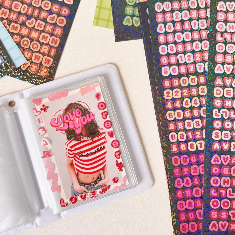 4Sheets/Pack Laser Bling Letter Gift Alphabet Sticker Decorate Photocard Scrapbooking DIY Photo Album Stationery Supplies