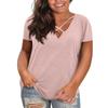 Women Plus Size Casual V Neck Short Sleeve Top Loose Fit Basic Tee Soft Fabric Comfortable Design for Daily Wear