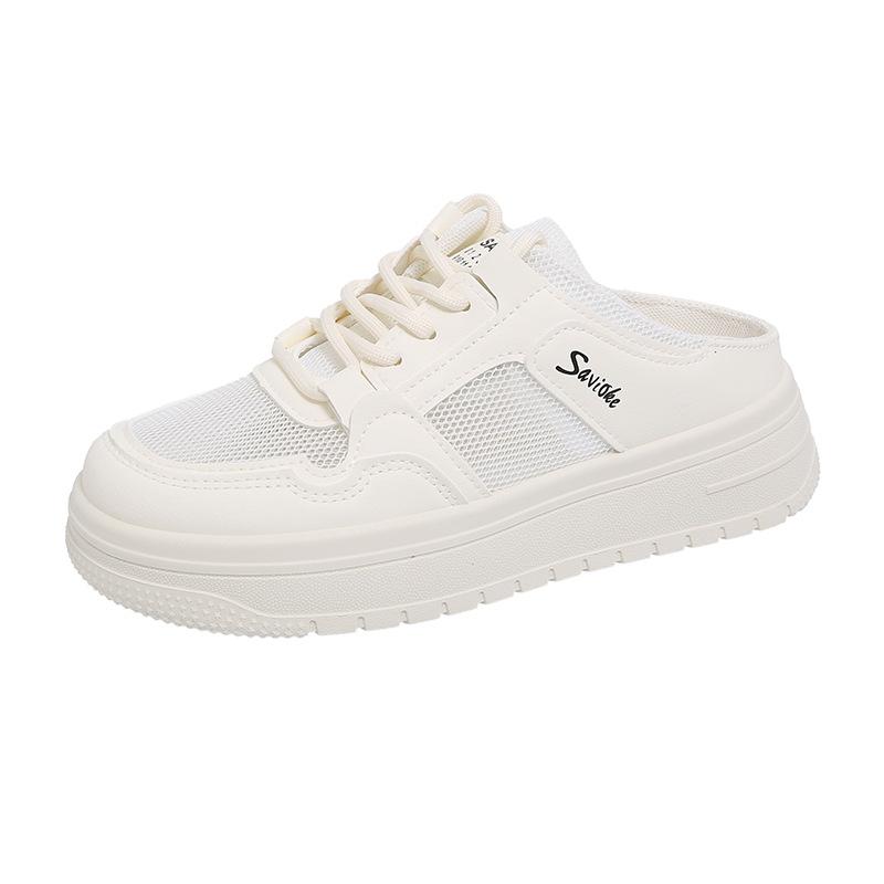 

Summer new half-tray white shoes women s mesh breathable student board shoes casual shoes heightening - 40 бежевий