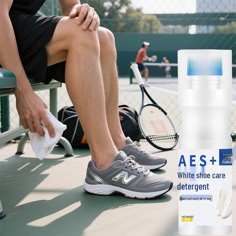 Domain King White Shoe Cleaner & Whitener with Brush - Maintains Sneakers, Sports Shoes, and Edges