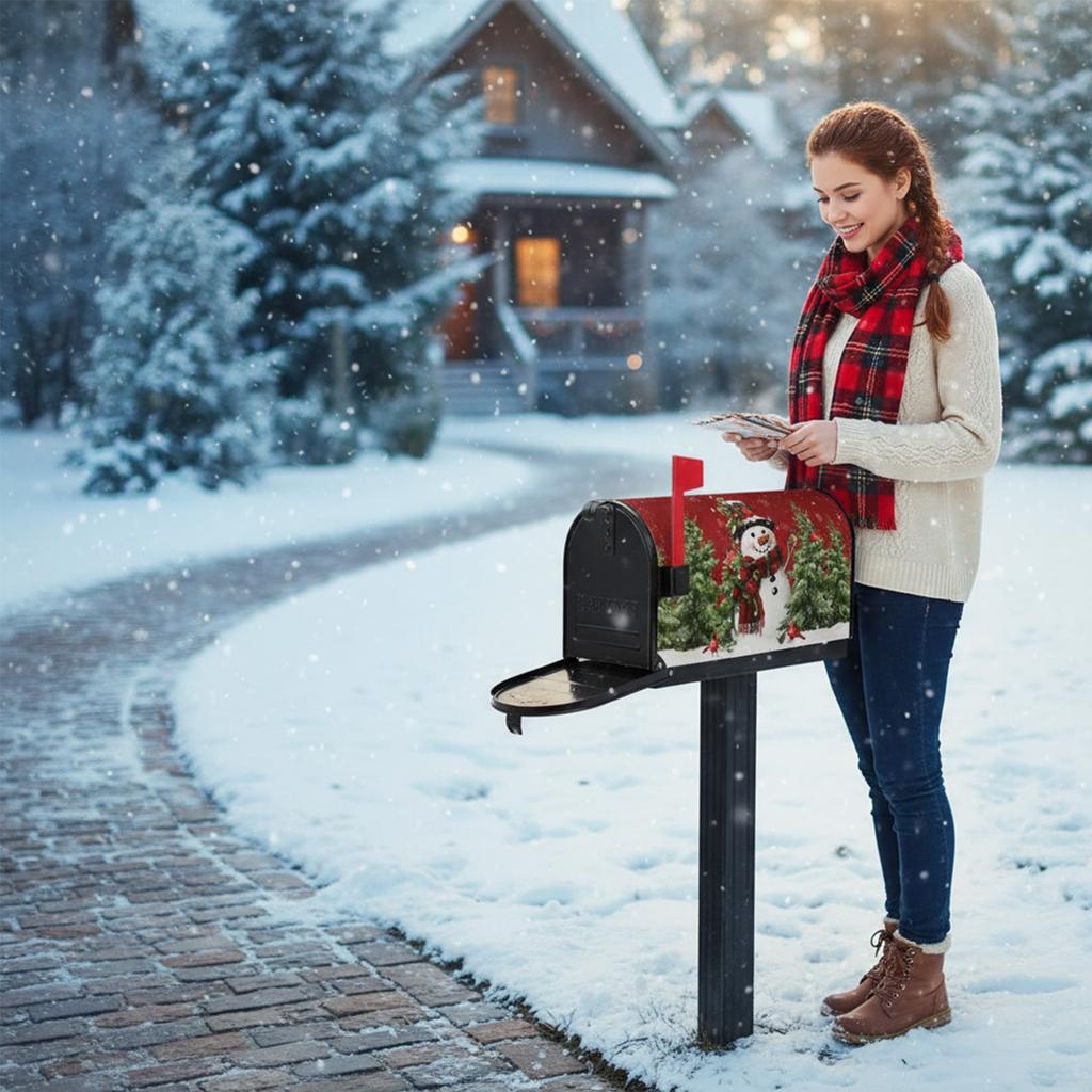 Xmas Mailbox Dust Cover Oversized Christmas Letter Box Cases Anti-Scratch Decorative Post Box Cover Wraps for Garden Ornament
