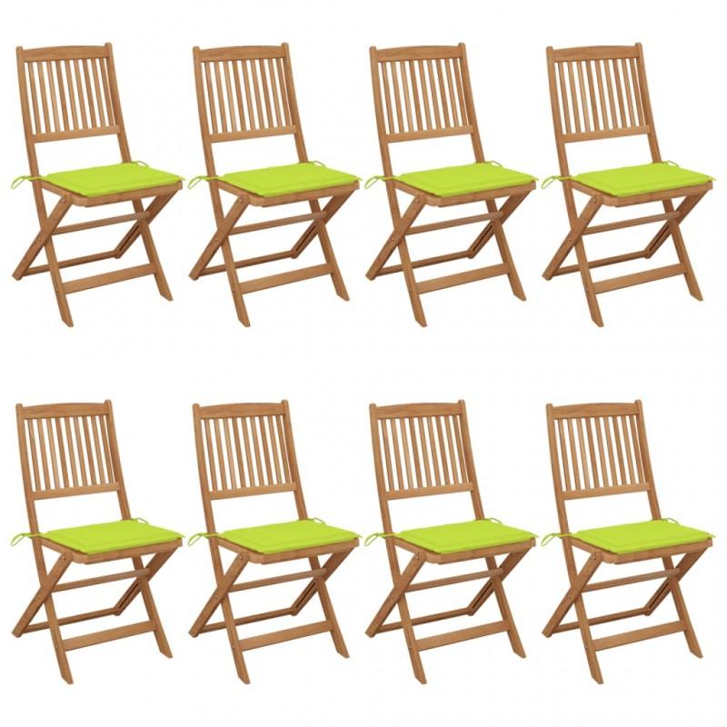 Day and Night - Day and Night Folding Garden Chairs 8 Units and Cushions Solid Acacia Wood