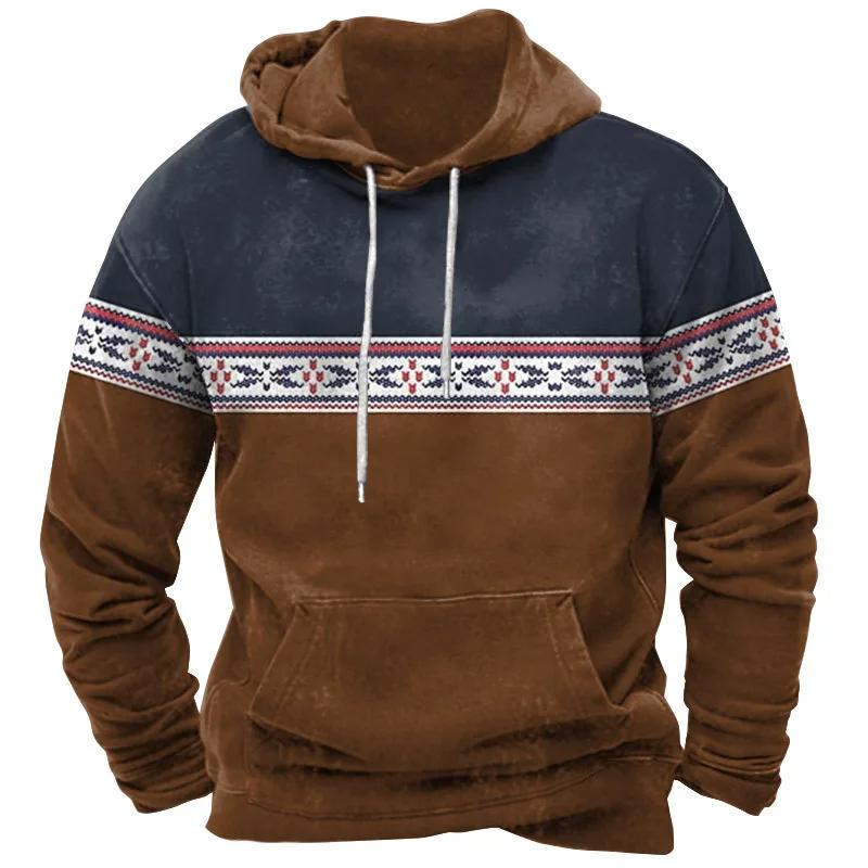 Vintage Graphic Men's Hoodies Indian Traditional Print Pullovers Oversized Casual Hooded Sweatshirts Ropa Hombre Unisex Clothing