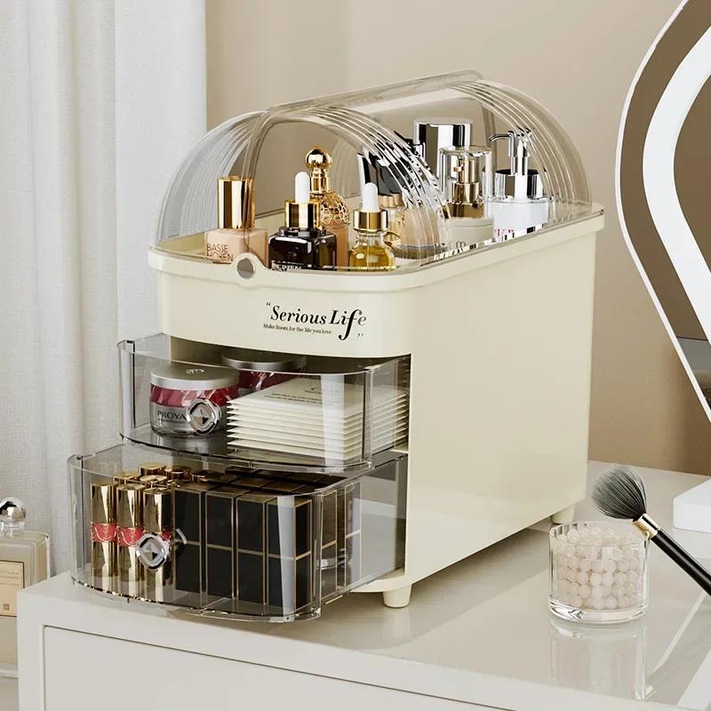 New Cosmetics Storage Box Large Capacity Skin Care Products Storage Box Desktop Lipstick Box Shelf Crack Dust Box