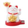 Solar Powered Lucky Cat Rotating Base Fortune Cat Statue for Car Dashboard Checkstand Desktop