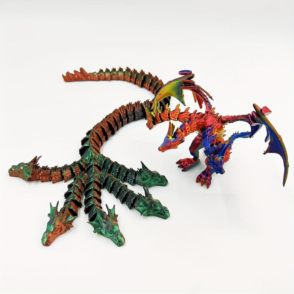 3D printed five headed dragon+three headed dragon combination statue model home decoration Easter gift creative trendy figurine
