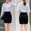 Plus Size Women's Black Skirt & White Chiffon Shirt Set