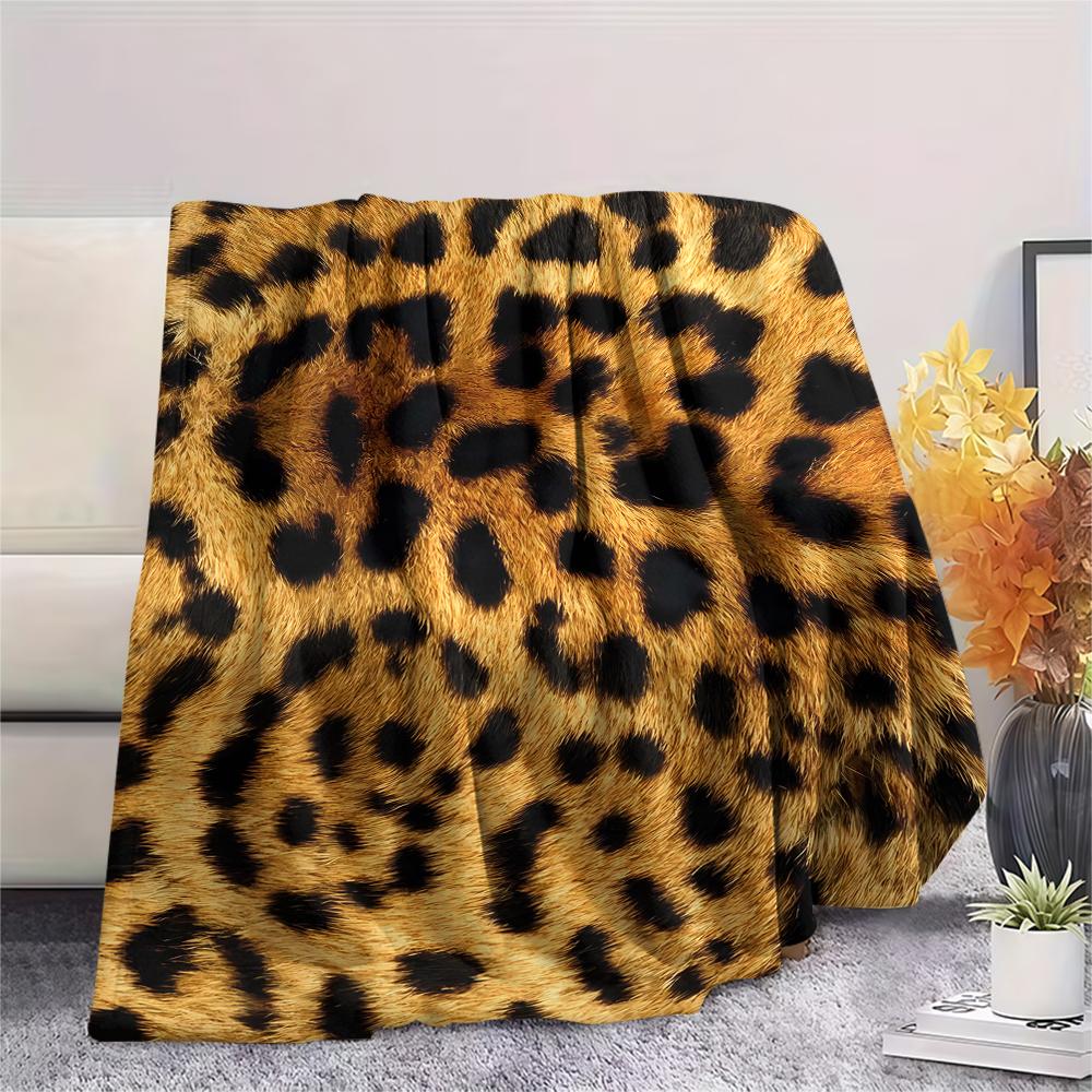 1Pc Leopard Pattern Print Flannel Blanket, High Quality Comfortable for All Seasons, Home Decor, Warmth and Comfort, Perfect for Christmas Gifts