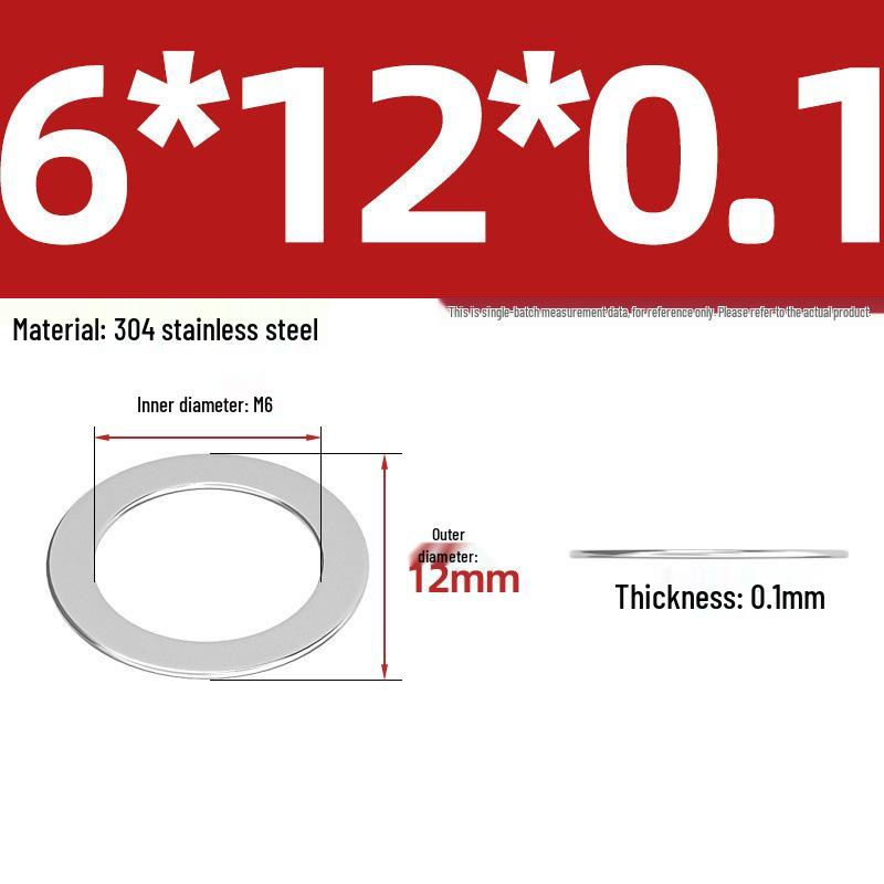 304 Stainless Steel Ultra-Thin Flat Washers - Available in Thickness: 0.1mm, 0.2mm, 0.3mm, 0.5mm