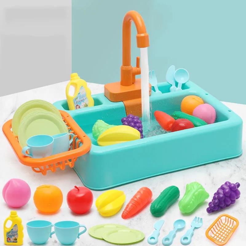 Kitchen Toy Plastic Dish Wash Sink Set Children Simulation Pretend Role Play Housework Kit Early Educational Toys for Children