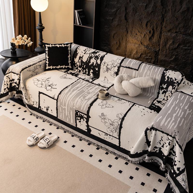 Husă de Sofa Chenille Geometrie Living Modern Antiderapantă Pernă de Sofa Covoraș de Canapea Universal pentru Patru Sezoane Huse Protectoare Îngroșate