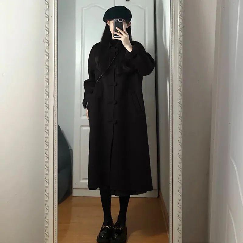 Red Woolen Coat for Women's Autumn and Winter New Korean Medium and Long Woolen Coat