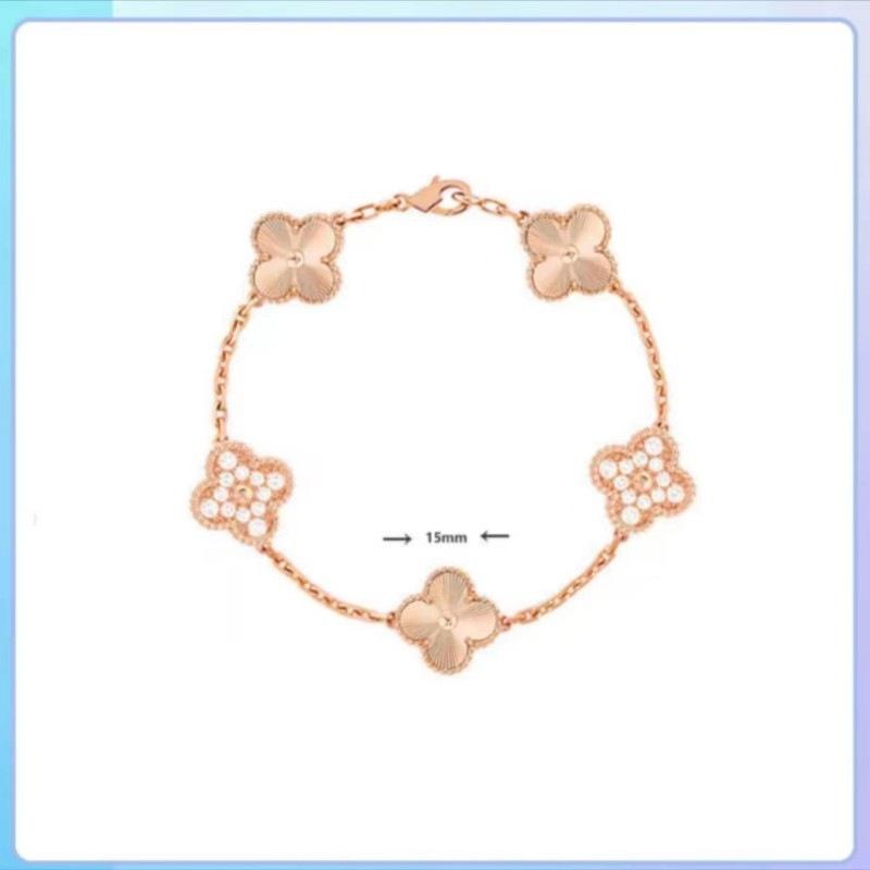 Clover Bracelet CNC Buckle Thick Chain Rose Gold Red Agate Black Agate Lucky Bracelet for Women