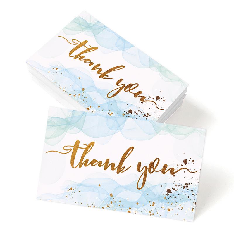 50pcs/ Pack Gold Textured Thank You Cards, Suitable For Weddings, Business, Party Invitations, Holiday Cards