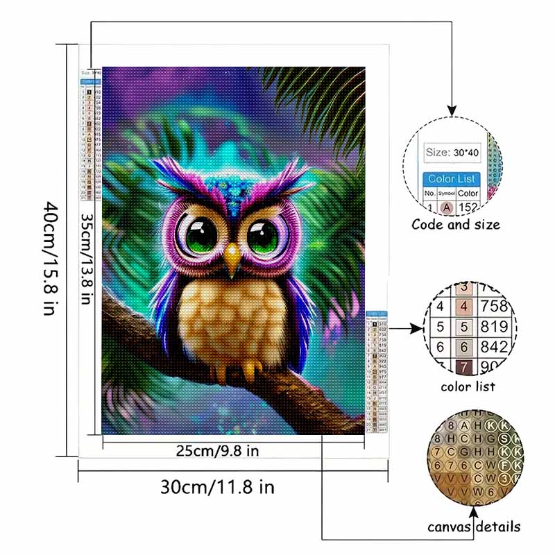 Nowość 5D DIY Pełny Okrąg Malowanie Diamentami "Sowa" Haft Krzyżykowy Dekoracja Domu Prezent