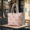 Sweet Pink Heart Pattern Tote Bag Fashion Versatile Daily Use Casual Shoulder Handbag
