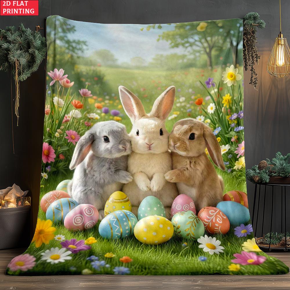 

Happy Easter thin Flannel Blanket for Bedrooms,Living Rooms,Sofas Blankets,Lunch Breaks,Picnics,blankets fluffy blanket 130x150cm