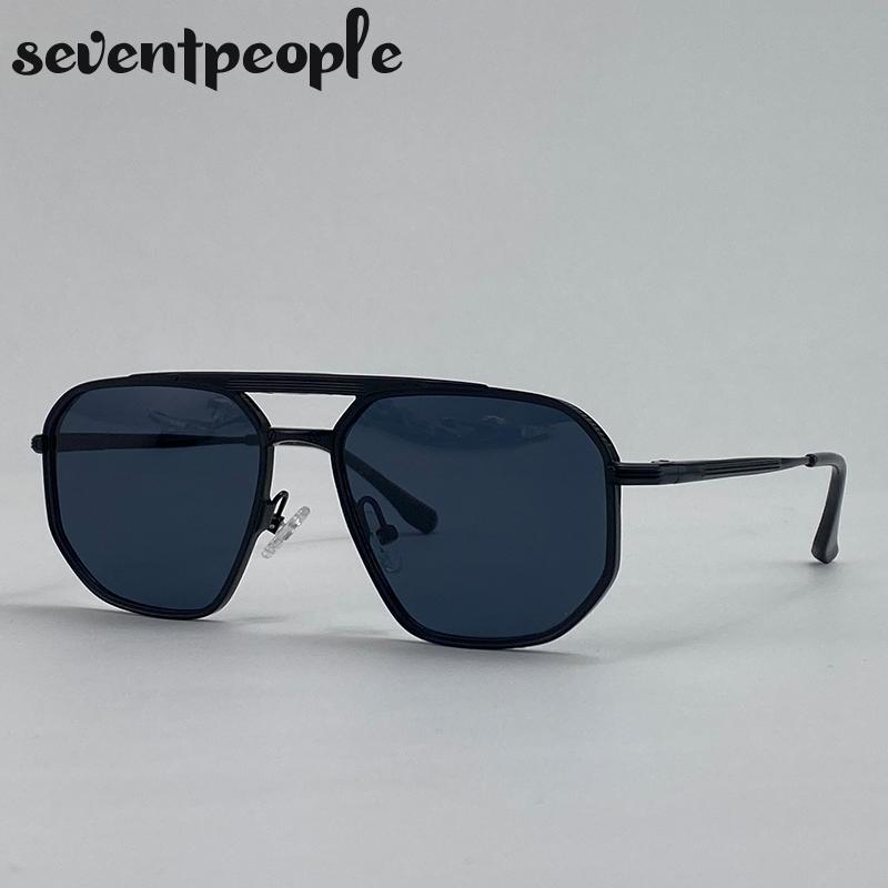 Classic Square Punk Sunglasses Men  Luxury Brand Vintage Metal Frame Polygon Sun Glasses Trendy Double Beam Shades For Male