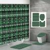 4PCS  Shower Curtain Sets With Shower Curtain And Rugs Toilet Lid Rug U Shape Mat And Bath Mat Bathroom Set  With 12 Hooks
