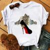 Women's Summer Short Sleeve T-shirt Casual Tops T Shirt Harajuku New Fashion High Heels Personalized Printed