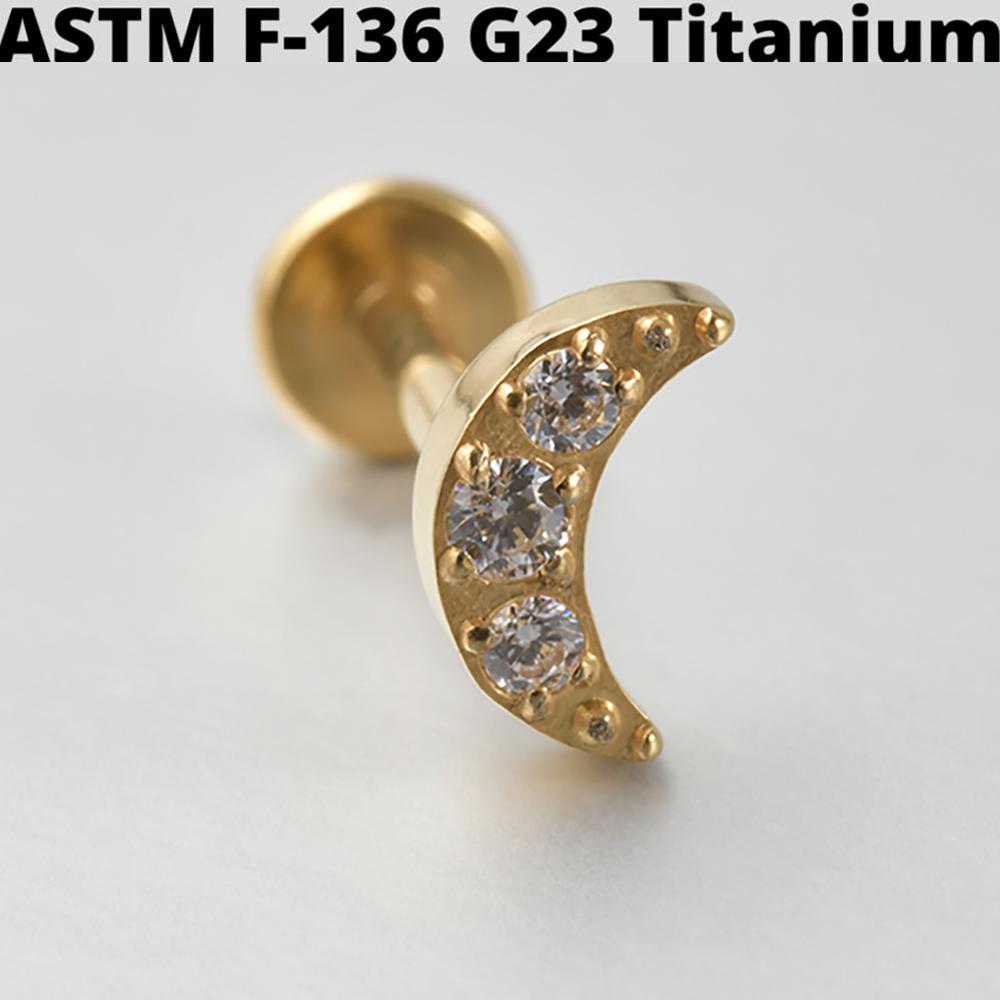 Cz Four Pointed Star G23 Solid Titanium Cartilage Earrings Stud 16G Internally Threaded Sun Helix Ear Tragus Piercing Jewelry