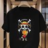 American Retro Skull and Skull Bone Adventure ONE PIECE T-shirt Summer New Retro Fashion Men's and Women's Streetwear