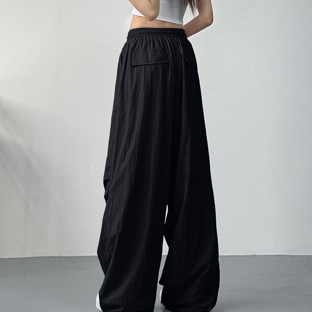 Women's Straight Leg High Waisted Drawstring With Pocket Solid Color Pants