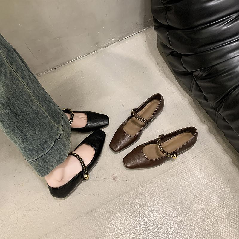 Women's Fashion Casual Shoes New Luxury Leather Buckle Thick Heel Women's Mary Jane Shoes Soft Sole Women's High Heels Versatile