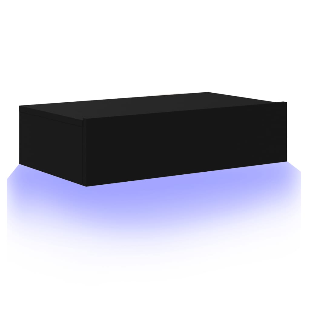 TV Stand with LED Lights Black 60x35x15.5 cm