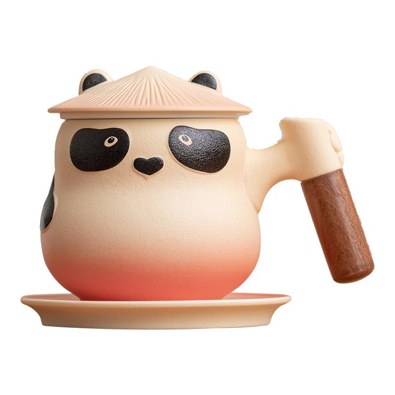 Panda Ceramic Office Drinking Cup Guochao Creative Souvenir Lettering Home Tea Water Filtration And Separation