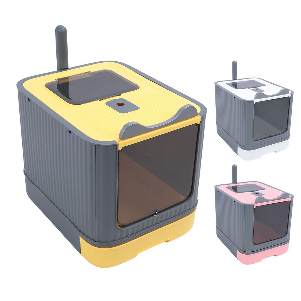 Enclosed Cat Litter Box Large Capacity Top Entry Odor Control Plastic Covered Kitty Litter Box for H