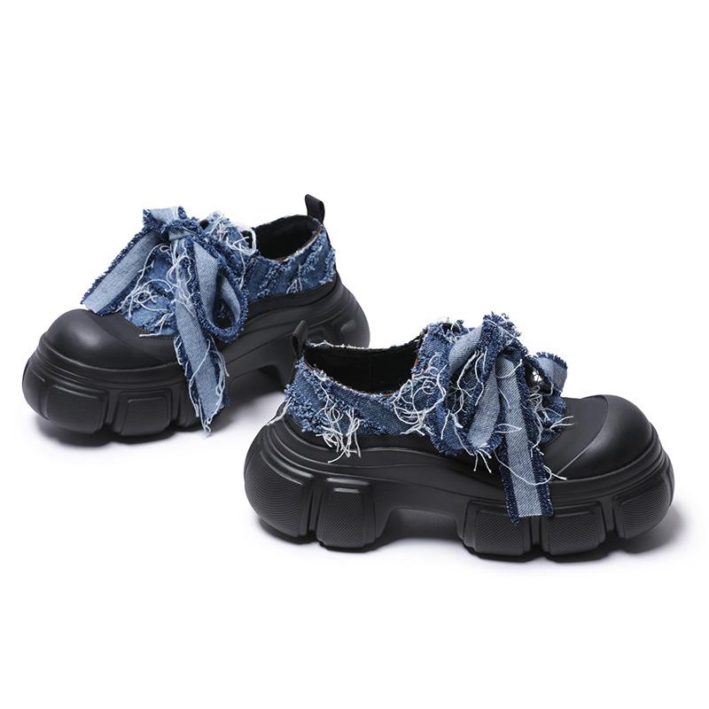 Fashion 2025 New Women's Ankle Boots Fashion Cowboy Knight Boot Punk Gothic Classic Denim Canvas Shoes Short Goth Platform Shoes