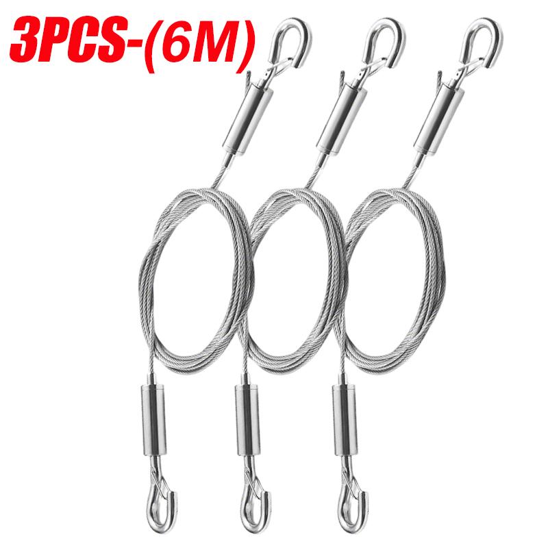 Stainless Steel Wire Rope With Spring Hook Heavy-Duty Adjustable Picture Hanging Wire Rope For Clothesline Fishing Lifting Cable