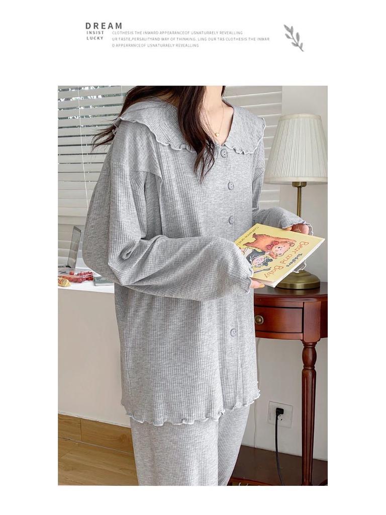 Maternity Lounge Set: Loose-Fit Plus Size Pajamas for Spring & Autumn - Ideal for Postpartum Nursing & Homewear