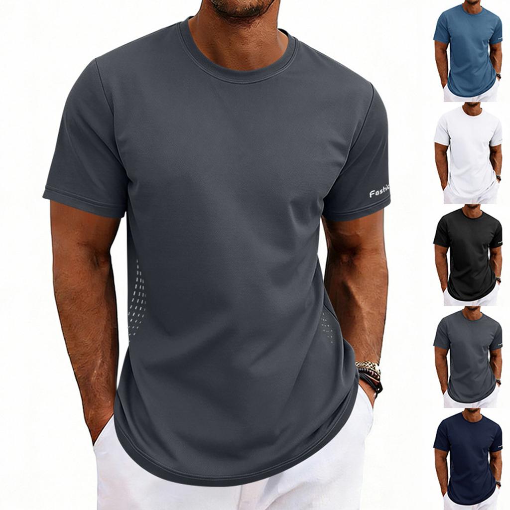 Men's Summer Round Neck Top Men's Sports Casual Short-Sleeve