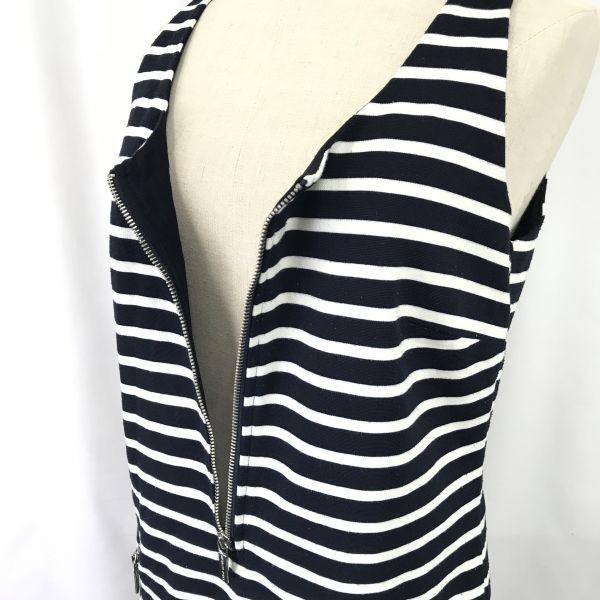 Michael Kors Half-Zip Sleeveless Spring Summer Dress Women M Black White Stripe cBH630(USED)