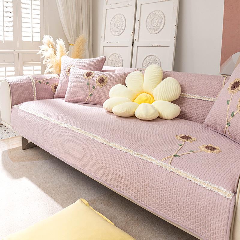 Einfaches Sofakissen aus reiner Baumwolle, pastoral, kleiner, frischer Stoff, süßer nordischer Sofabezug für das Wohnzimmer, Stoff für vier Jahreszeiten, universell, rutschfest