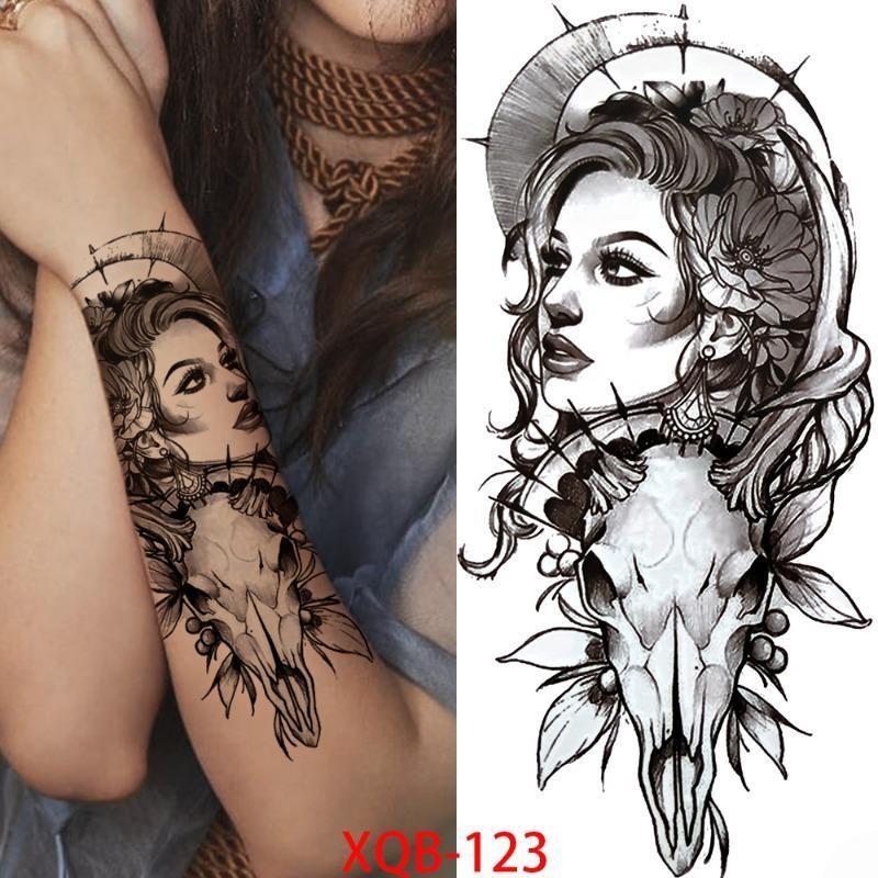 1 PC 210*114MM Waterproof Temporary Tattoo Sticker Spider Flash Tattoos Sanskrit Tiger Flower Body Art Arm Fake Tatoo For Women Men