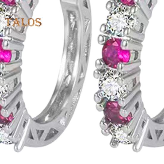 1 Pair Women Huggie Earrings Blue Cubic Zirconia Small Hoop Earrings Party Prom Clipping-on Earrings Copper Round Earrings