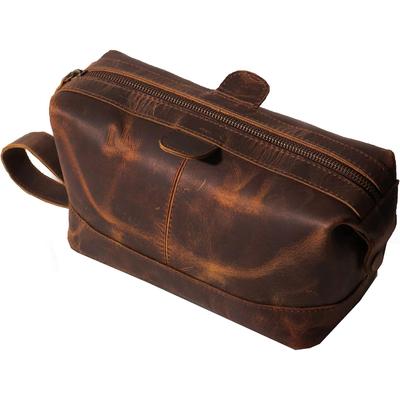 Kulturbeutel aus echtem Büffelleder für Herren, wasserdicht, Dopp Kit, Rasierbeutel und Pflege für Reisen, Geschenk für Trauzeugen