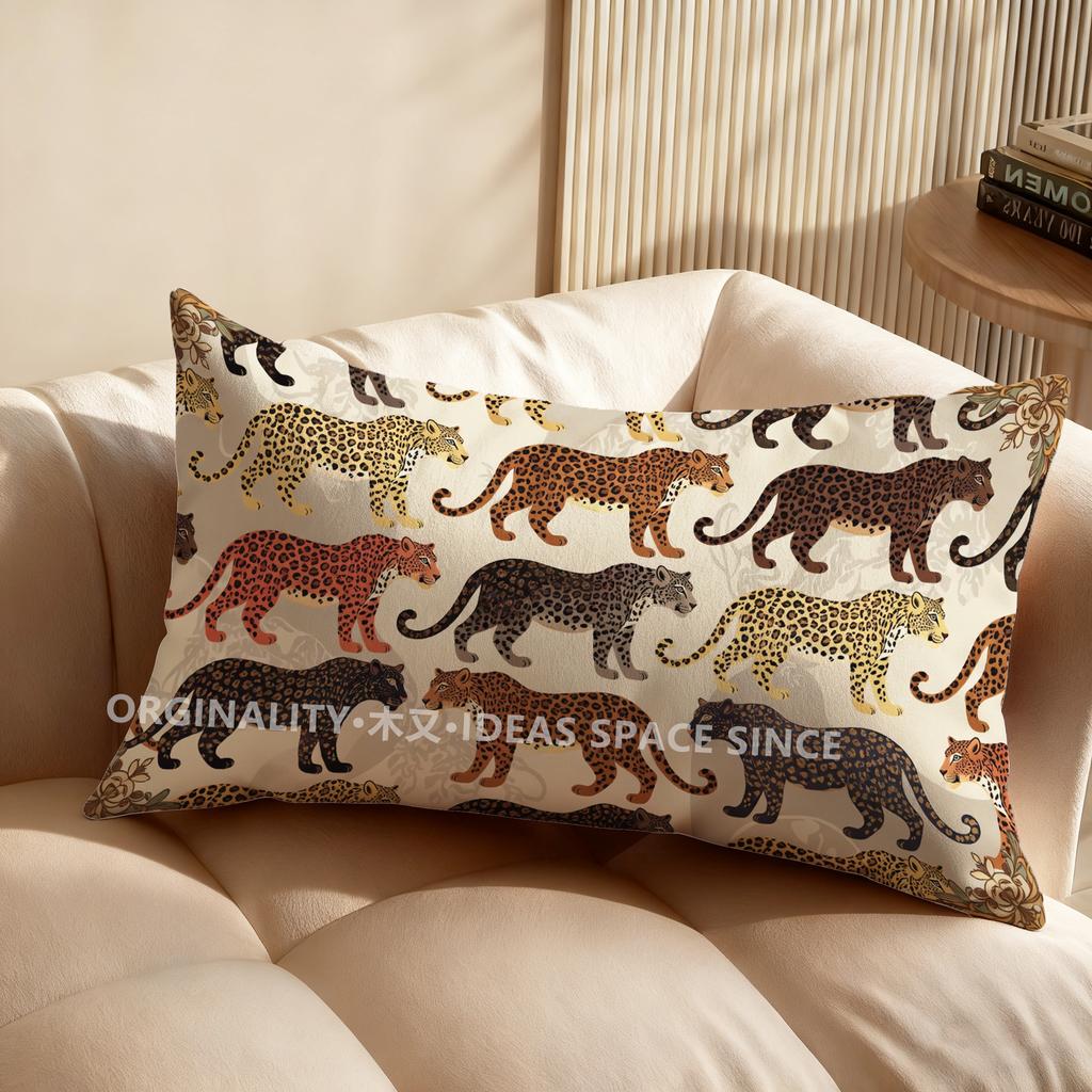 2D Colorful Floral Pattern Pillow Cover Suitable For Sofa Bedroom Car Pillow Cover Cushion Rectangular Back Cushion