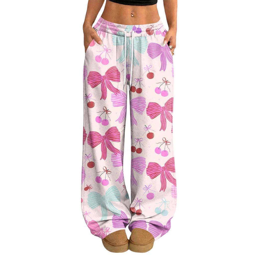 Women's Casual And Fashionable  Elastic Waist Loose Wide Leg Pants