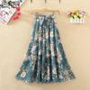 Floral Chiffon Floral Long Skirt Summer High Waist Loose A-line Skirt Half-length Skirt Female Summer Mid-length Skirt Fabric Light and Breathable